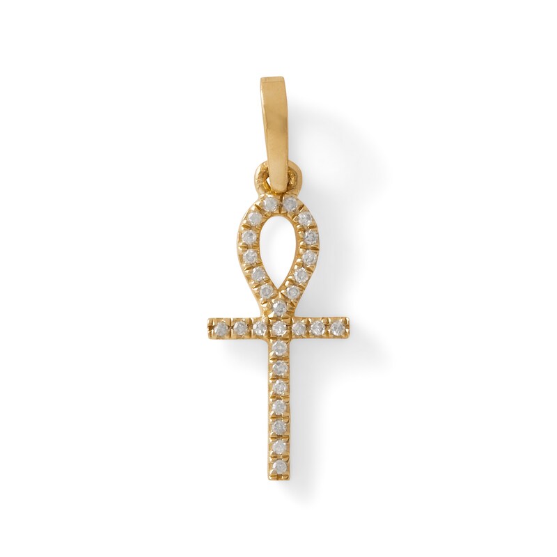 1/20 CT. T.W. Diamond Ankh Symbol Necklace Charm in 10K Gold