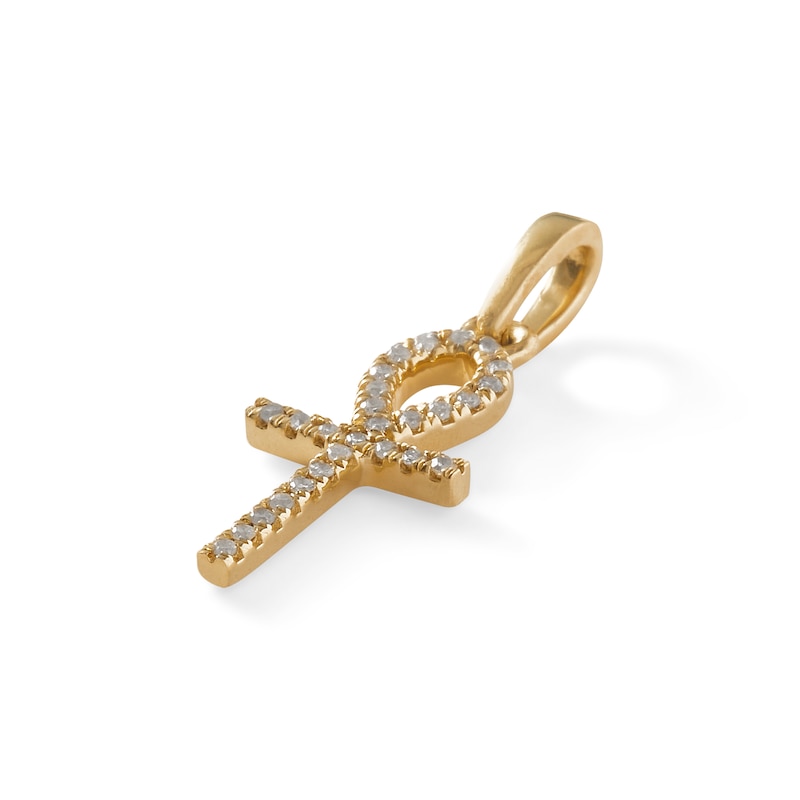 1/20 CT. T.W. Diamond Ankh Symbol Necklace Charm in 10K Gold