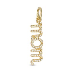 1/15 CT. T.W. Diamond Vertical Cursive &quot;mom&quot; Necklace Charm in 10K Gold