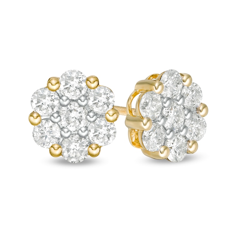 2 CT. T.W. Diamond Flower Stud Earrings in 10K Gold