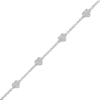 1/15 CT. T.W. Diamond Heart Composite Station Bracelet in Sterling Silver - 7.5"