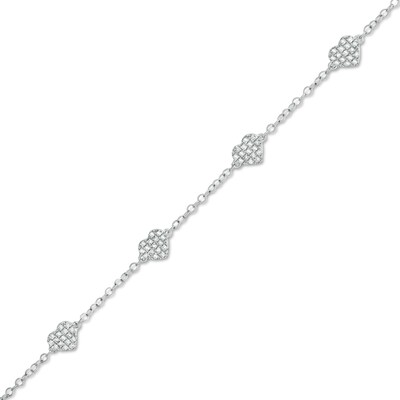 1/15 CT. T.W. Diamond Heart Composite Station Bracelet in Sterling Silver - 7.5"