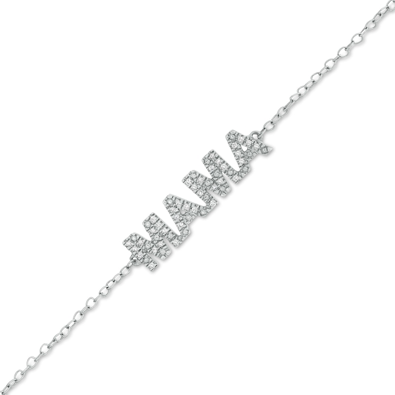 0.046 CT. T.W. Diamond "MAMA" Bracelet in Sterling Silver - 7.5"