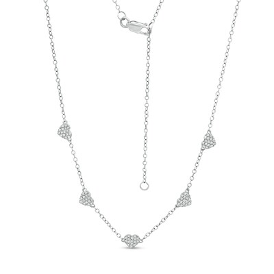 1/15 CT. T.W. Diamond Heart Composite Station Necklace in Sterling Silver - 19"