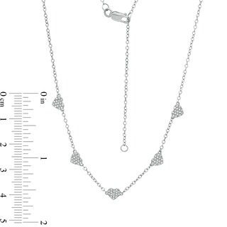 1/15 CT. T.W. Diamond Heart Composite Station Necklace in Sterling Silver - 19"
