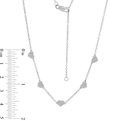 1/15 CT. T.W. Diamond Heart Composite Station Necklace in Sterling Silver - 19"