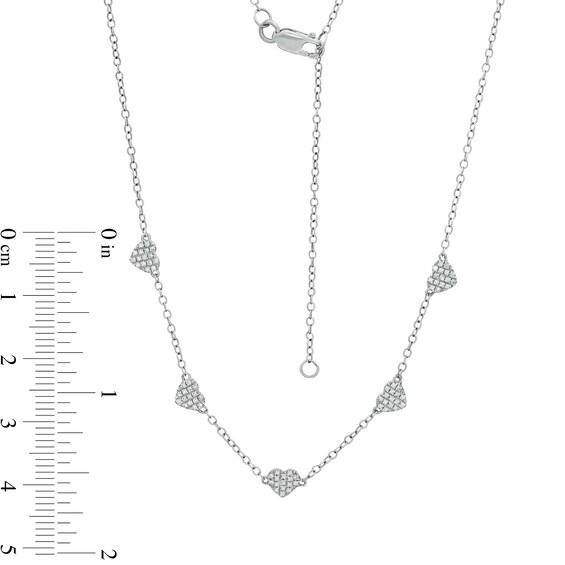 1/15 CT. T.W. Diamond Heart Composite Station Necklace in Sterling Silver - 19"