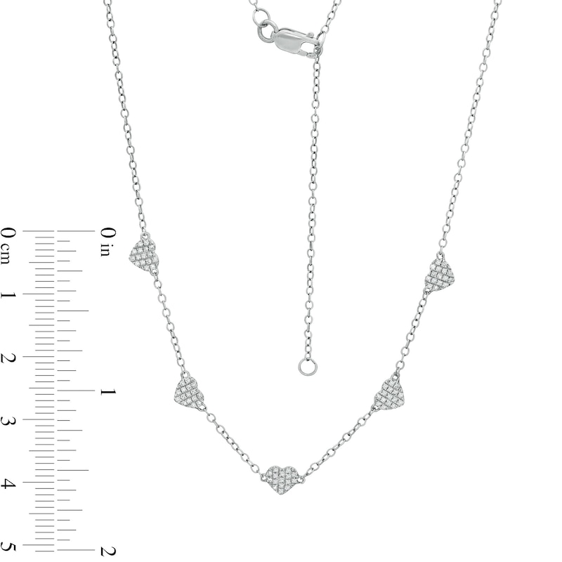 Main Image 2 of 1/15 CT. T.W. Diamond Heart Composite Station Necklace in Sterling Silver - 19"