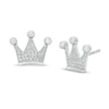 Thumbnail Image 1 of 1/10 CT. T.W. Diamond Crown Stud Earrings in Sterling Silver