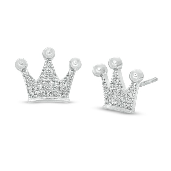 1/10 CT. T.W. Diamond Crown Stud Earrings in Sterling Silver