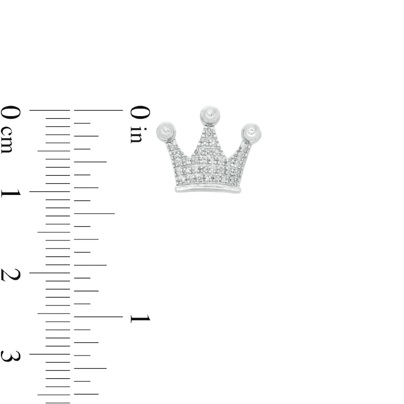 Main Image 2 of 1/10 CT. T.W. Diamond Crown Stud Earrings in Sterling Silver