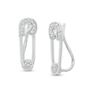 Thumbnail Image 1 of 1/10 CT. T.W. Diamond Safety Pin Crawler Earrings in Sterling Silver