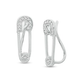 1/10 CT. T.W. Diamond Safety Pin Crawler Earrings in Sterling Silver