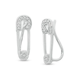 1/10 CT. T.W. Diamond Safety Pin Crawler Earrings in Sterling Silver
