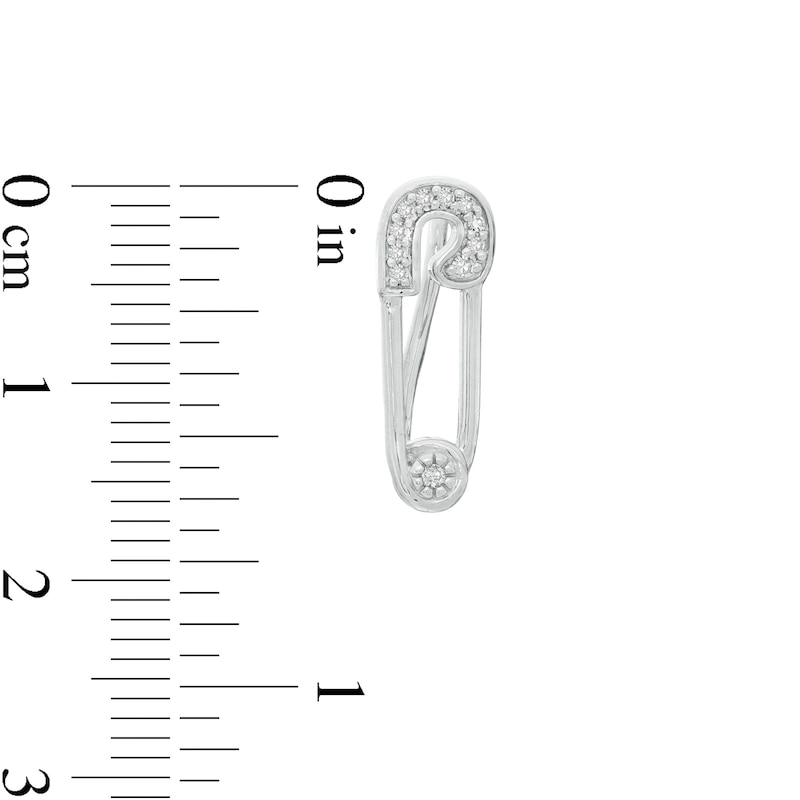 Main Image 2 of 1/10 CT. T.W. Diamond Safety Pin Crawler Earrings in Sterling Silver