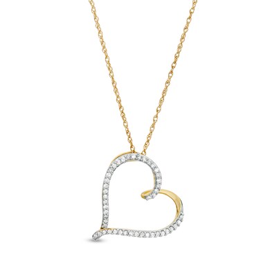 1/10 CT. T.W. Diamond Tilted Loop Heart Pendant in 10K Gold