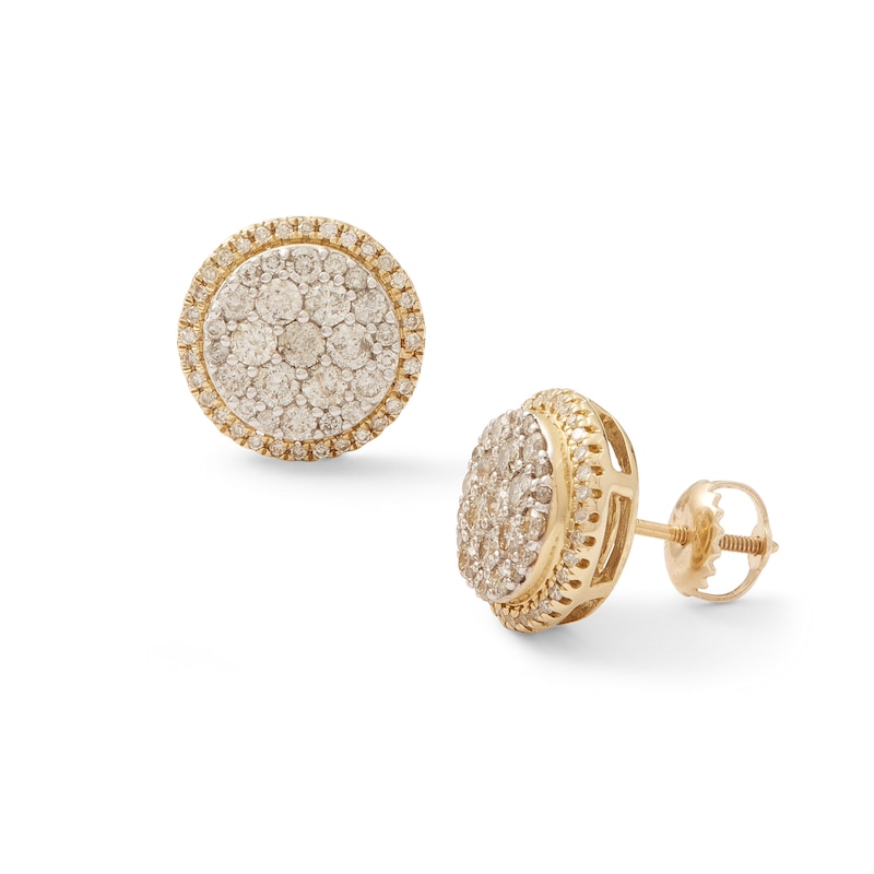 10K Solid Gold 1 CT. T.W. Diamond Round Frame Studs