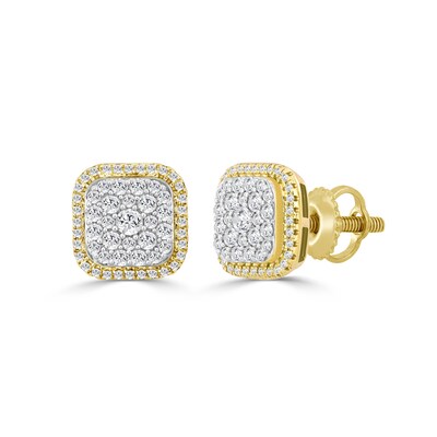 10K Solid Gold 1 CT. T.W. Diamond Cushion Frame Studs