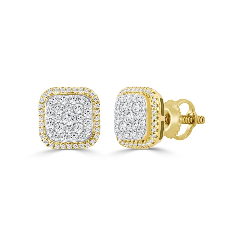 10K Solid Gold 1 CT. T.W. Diamond Cushion Frame Studs