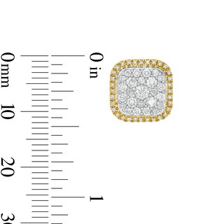 10K Solid Gold 1 CT. T.W. Diamond Cushion Frame Studs