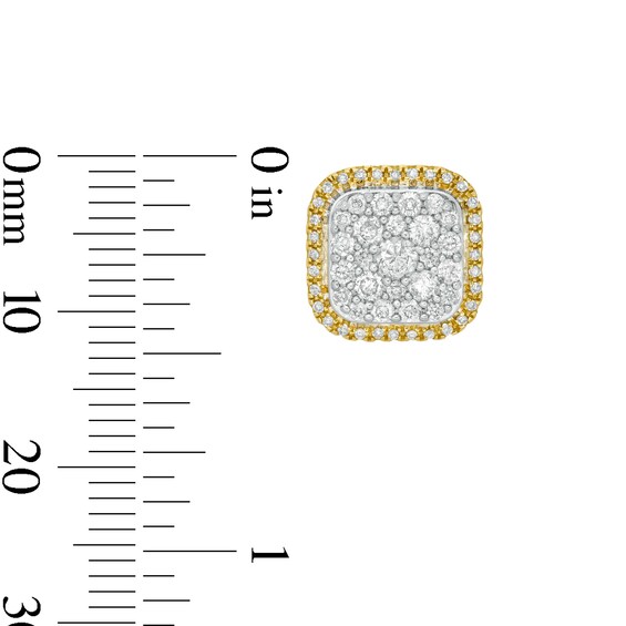 10K Solid Gold 1 CT. T.W. Diamond Cushion Frame Studs