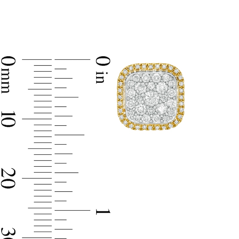 Main Image 5 of 10K Solid Gold 1 CT. T.W. Diamond Cushion Frame Studs
