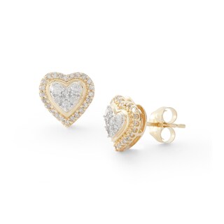 1/3 CT. T.W. Composite Diamond Heart Frame Stud Earrings in 10K Gold