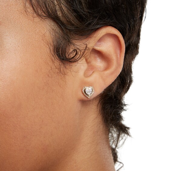 1/3 CT. T.W. Composite Diamond Heart Frame Stud Earrings in 10K Gold
