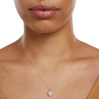 10K Gold 1/4 CT. T.W. Diamond Double Framed Heart Pendant - 18"