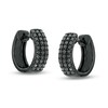 Thumbnail Image 1 of 1/2 CT. T.W. Black Diamond Triple Row 12.5mm Huggie Hoop Earrings in Sterling Silver with Black Rhodium
