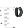 Thumbnail Image 2 of 1/2 CT. T.W. Black Diamond Triple Row 12.5mm Huggie Hoop Earrings in Sterling Silver with Black Rhodium