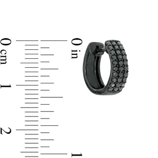 1/2 CT. T.W. Black Diamond Triple Row 12.5mm Huggie Hoop Earrings in Sterling Silver with Black Rhodium