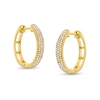 Thumbnail Image 1 of 1/5 CT. T.W. Diamond Triple Row 13.9mm Hoop Earrings in 10K Gold