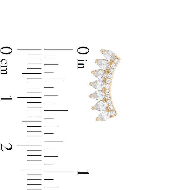 Main Image 2 of Cubic Zirconia Curved Crawler-Style Stud Earrings in 10K Gold