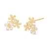Thumbnail Image 1 of Cubic Zirconia Triple Jasmine Flower Stud Earring in 10K Gold