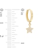 Thumbnail Image 1 of Cubic Zirconia Star and Crescent Moon Dangle Huggie Hoop Earrings in 10K Gold Casting Solid