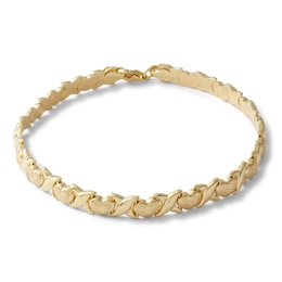 Heart &quot;X&quot; Stampato Bracelet in 10K Semi-Solid Gold - 7.5&quot;
