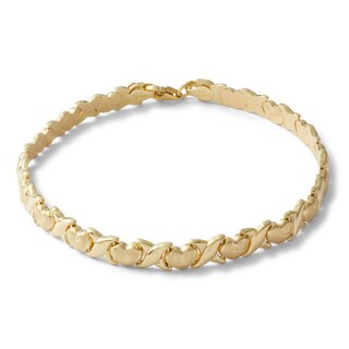 Heart "X" Stampato Bracelet in 10K Semi-Solid Gold - 7.5"