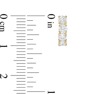 3mm Cubic Zirconia Four Stone J-Hoop Earrings in 10K Gold Casting Solid