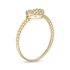 Thumbnail Image 2 of 10K Semi-Solid Gold Casting CZ Pavé Heart Bead Ring - Size 7