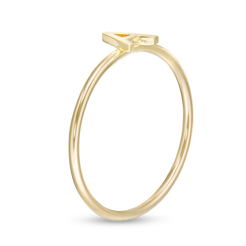 Main Image 2 of Uppercase Block "A" Initial Ring in 10K Gold - Size 7