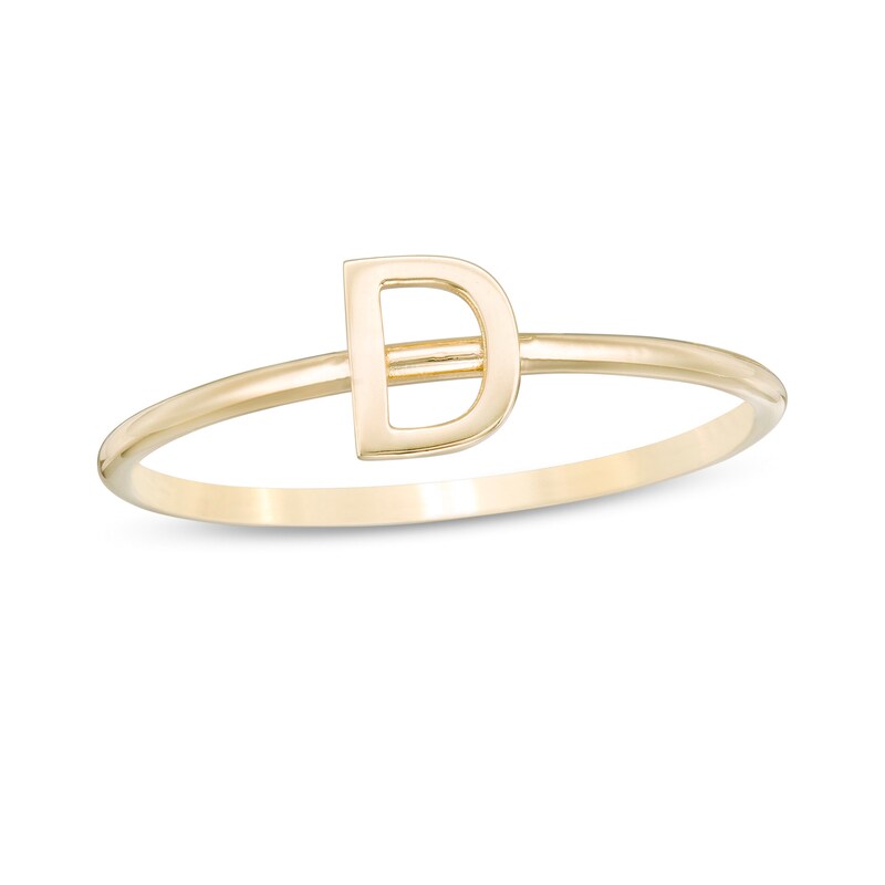 Uppercase Block "D" Initial Ring in 10K Gold - Size 7