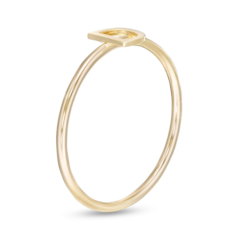 Uppercase Block "D" Initial Ring in 10K Gold - Size 7