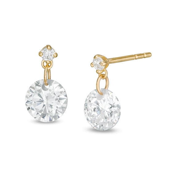 6mm Cubic Zirconia Dangle Drop Earrings in 10K Gold