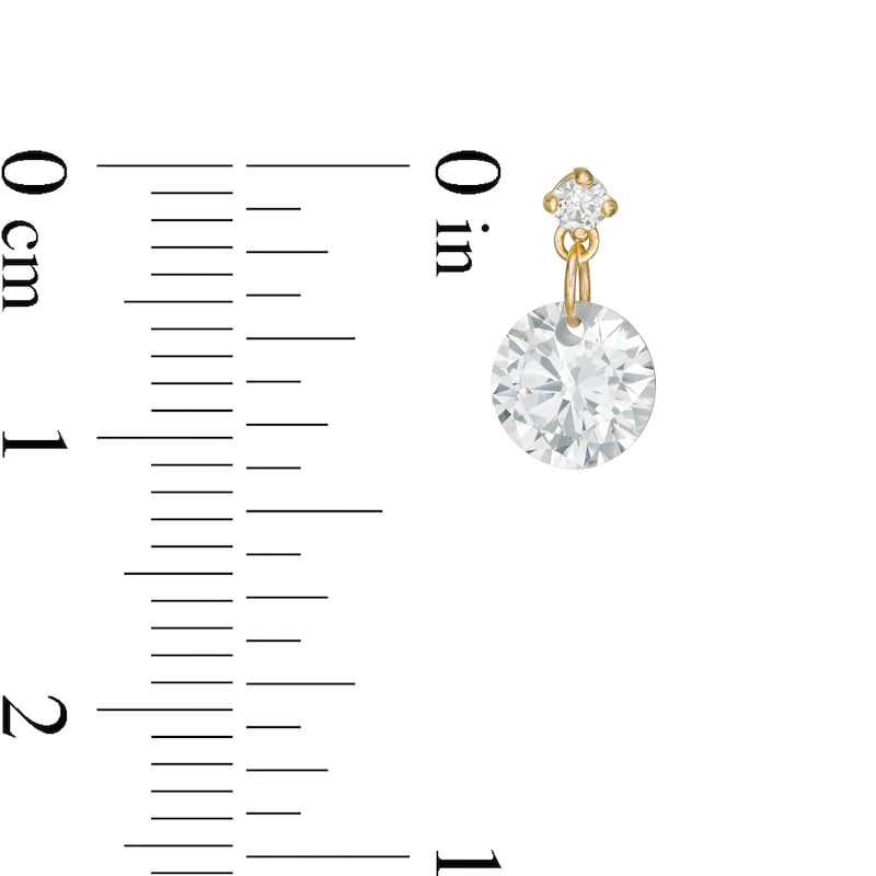 Main Image 2 of 6mm Cubic Zirconia Dangle Drop Earrings in 10K Gold