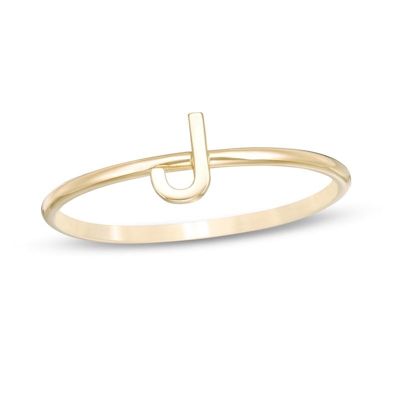 Uppercase Block "J" Initial Ring in 10K Gold - Size 7