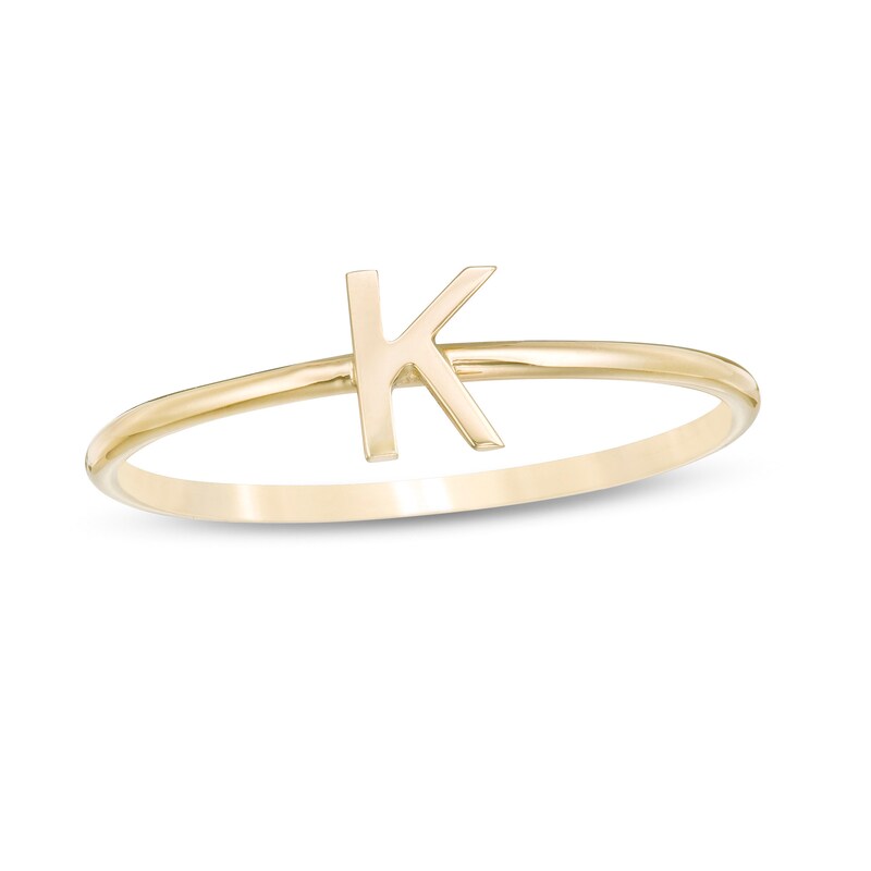 Uppercase Block "K" Initial Ring in 10K Gold - Size 7