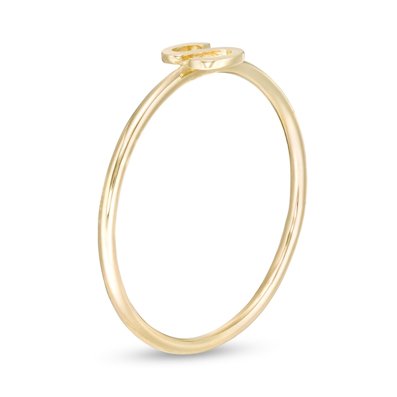 Main Image 2 of Uppercase Block "S" Initial Ring in 10K Gold - Size 7