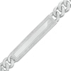 Thumbnail Image 0 of 1/10 CT. T.W. Diamond Frame Curb Chain ID Bracelet in Sterling Silver - 8.5"