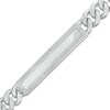 Thumbnail Image 1 of 1/10 CT. T.W. Diamond Frame Curb Chain ID Bracelet in Sterling Silver - 8.5"